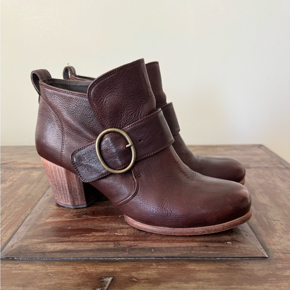 Pepe Monjo Argila brown leather block heel ankle boots booties women 10